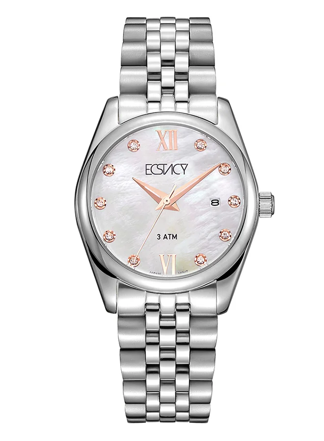 ECSTACY Ecstacy Women's Japan Quartz Movement Watch, Analog Display and Metal Strap - E22502-SBSM, Silver