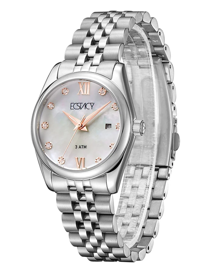 ECSTACY Ecstacy Women's Japan Quartz Movement Watch, Analog Display and Metal Strap - E22502-SBSM, Silver