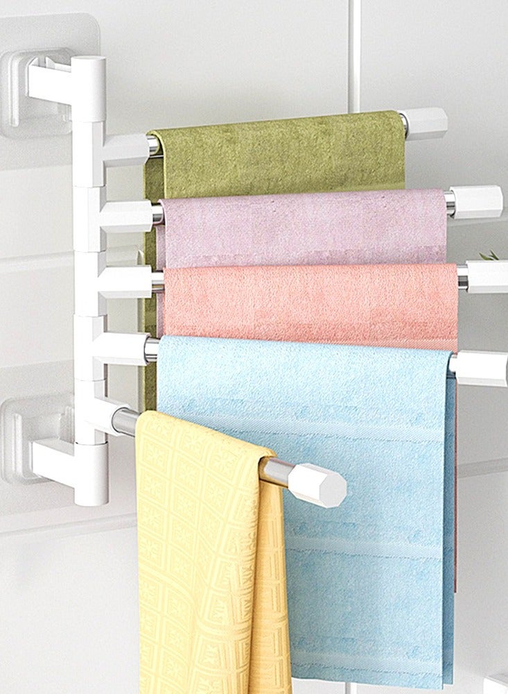 Stainless Steel 5-Bar Folding Wall Mount Polished Bath Towel Holder - Image 1