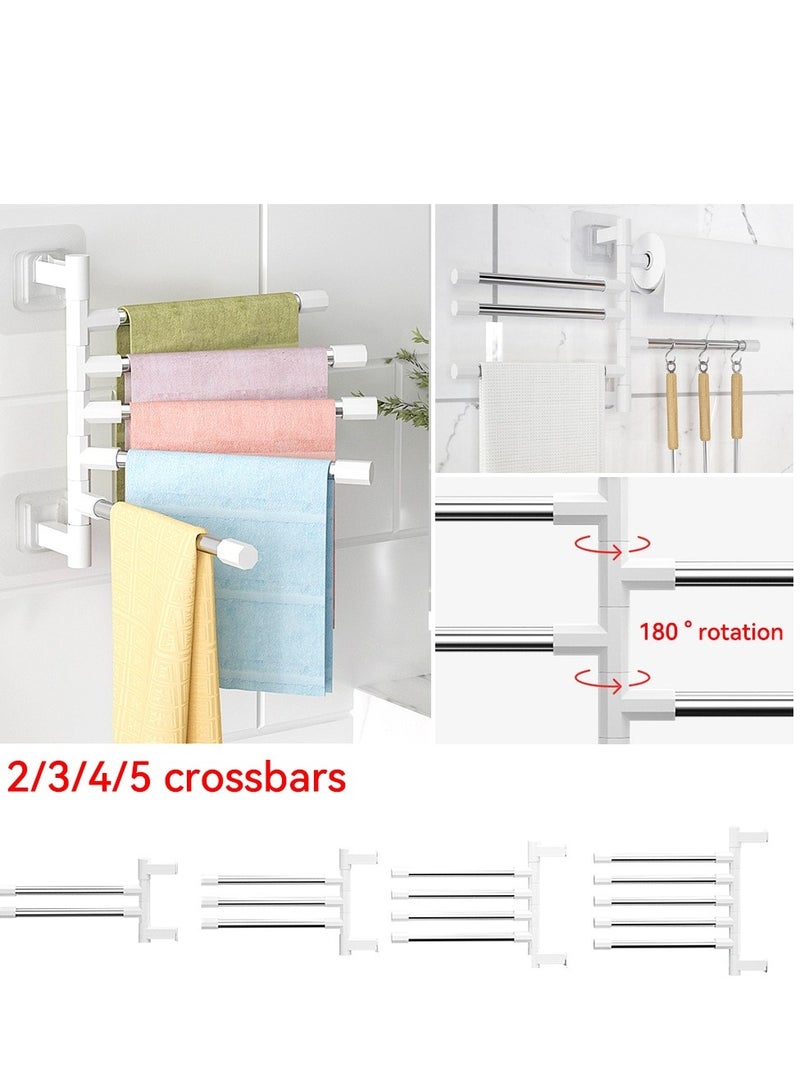 Stainless Steel 5-Bar Folding Wall Mount Polished Bath Towel Holder - Image 2