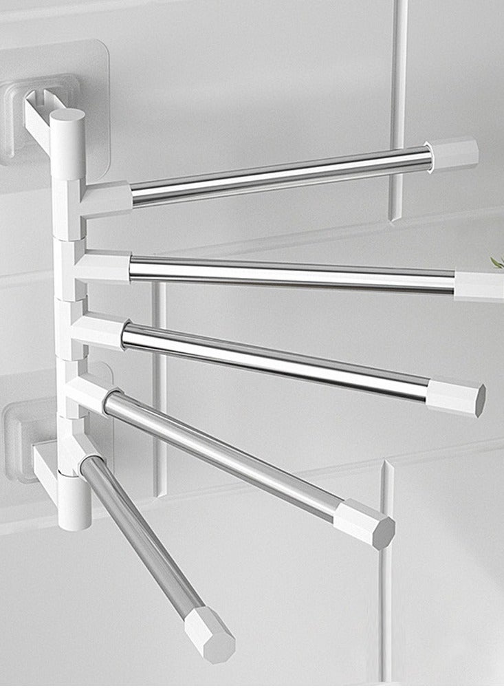 Stainless Steel 5-Bar Folding Wall Mount Polished Bath Towel Holder - Image 3