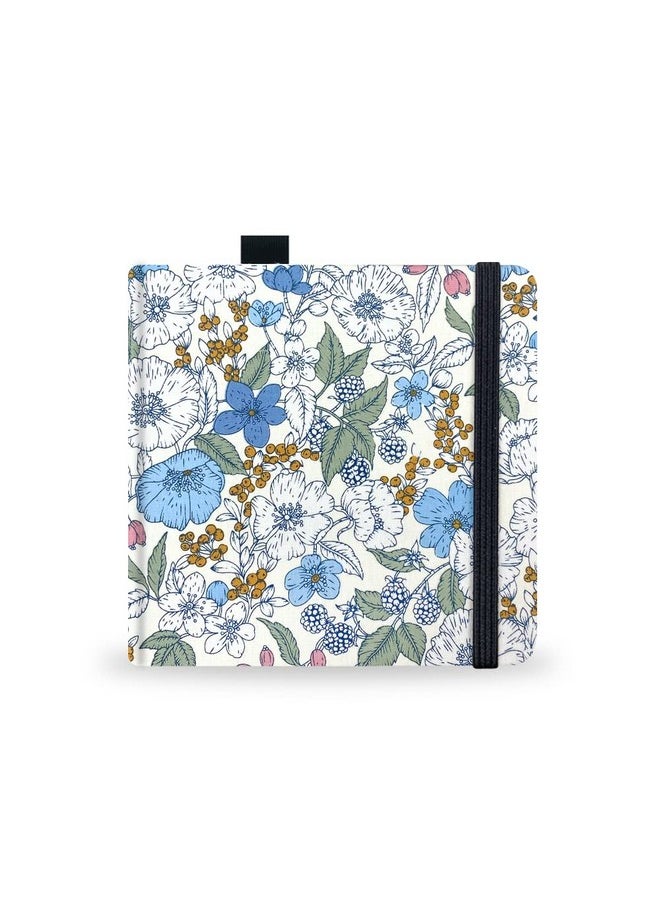 Qianshan Watercolor Sketchbook 5X5 Inch Portable Square Cloth Cover Notebook 20 Sheets Watercolor Textured Drawing Papers 300 Gsm (140Lb) Art Paper Sketchbook.Blue Pipa Flower  - Image 1