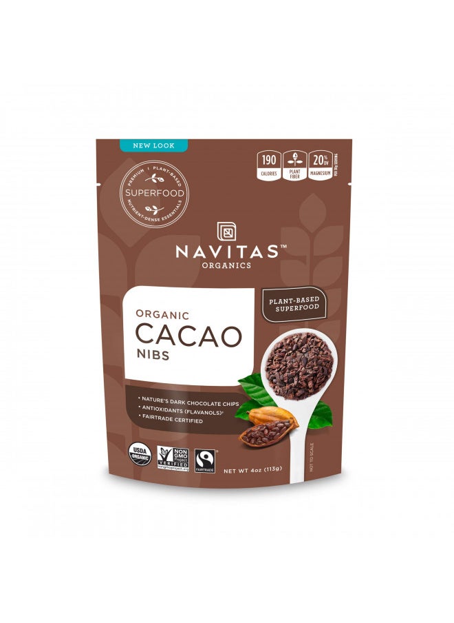 Navitas Organics Cacao Nibs, 4 oz. Bag, 4 Servings Organic, Non-GMO, Fair Trade, Gluten-Free