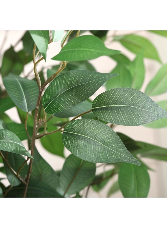 يوڠام شجرة تين صناعية مع أصيص بارتفاع 150 سم، شجرة تين صناعية واقعية بثلاثة جذوع وأوراق مقاومة للأشعة فوق البنفسجية، نبات زخرفي مزروع في أصيص مثالي للمنزل أو المكتب أو غرفة المعيشة ولديكور الأماكن الداخلية - Image 5