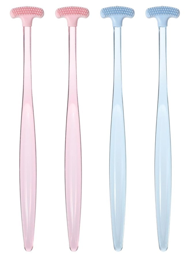 Shimmeroo Silicone Eyelid Margin Scrub Brush, Shimmeroo 4Pcs Eyelid Brush Soft Eyelids Margin Cleansing Brushes for Eyelids Cleaner (Blue,Pink - Image 1