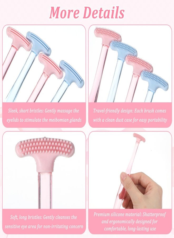 Shimmeroo Silicone Eyelid Margin Scrub Brush, Shimmeroo 4Pcs Eyelid Brush Soft Eyelids Margin Cleansing Brushes for Eyelids Cleaner (Blue,Pink - Image 3