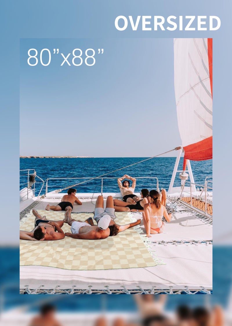 Antfuny Giant Beach Towel Blanket Autumn Outing Stuff for Women & Men Road Trip Camping Gear Ship Cruise Gear Must Haves Extra Large XXL Beige Plain PatternAirplane Accessories Travel Gadgets - Image 5
