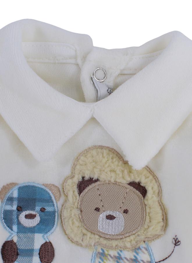 Baby Boys Velvet Baby Footie - Lion and Bear Design - Image 3