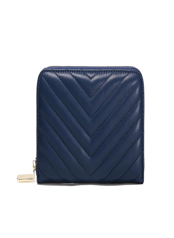 Daisy Rose Women’s Zip-Around Wallet & Phone Clutch with RFID Blocking, PU Vegan Leather (Dark Blue) - Image 1