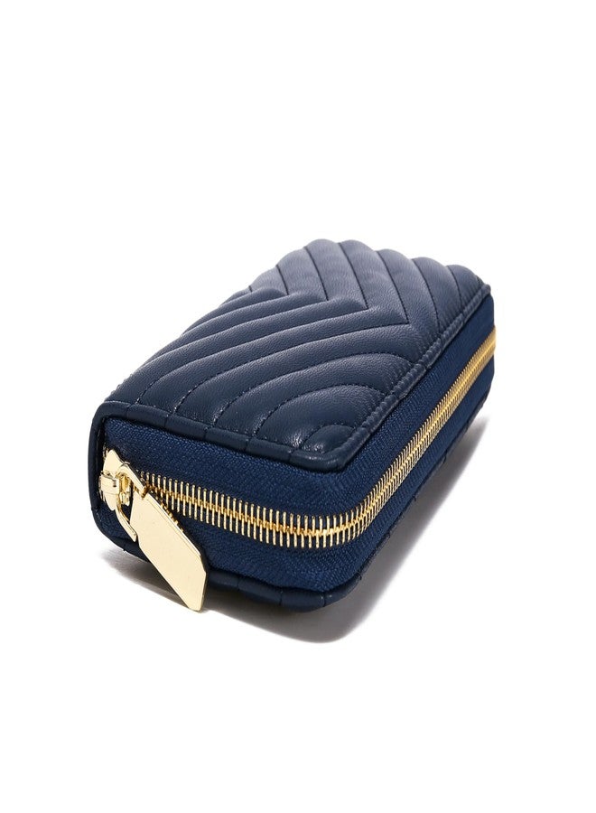 Daisy Rose Women’s Zip-Around Wallet & Phone Clutch with RFID Blocking, PU Vegan Leather (Dark Blue) - Image 4
