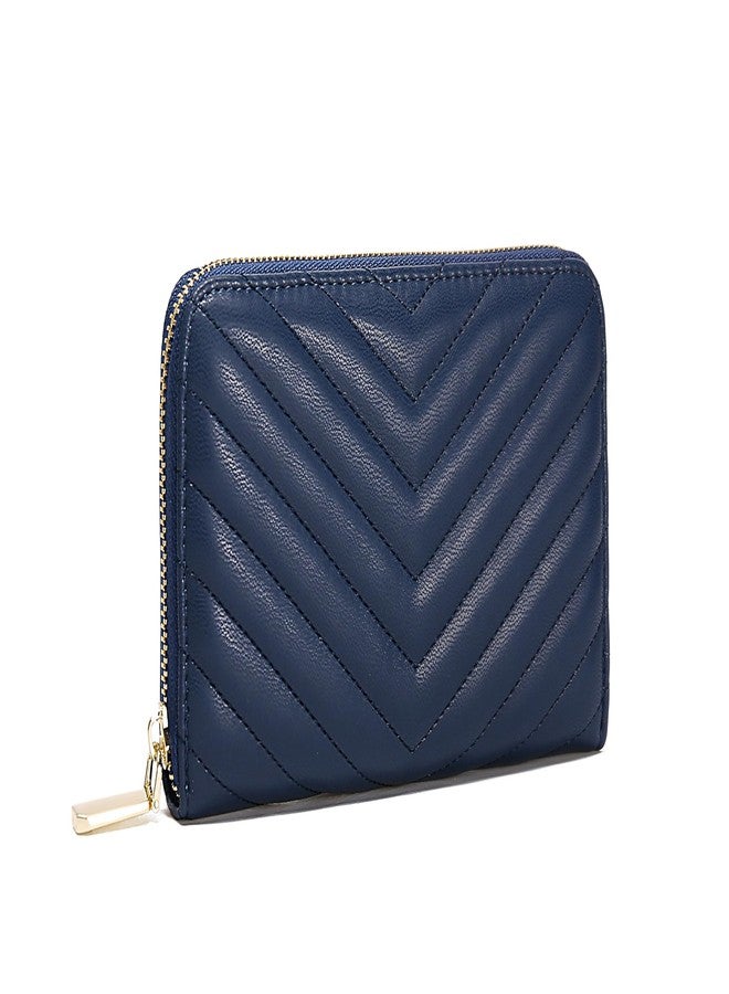 Daisy Rose Women’s Zip-Around Wallet & Phone Clutch with RFID Blocking, PU Vegan Leather (Dark Blue) - Image 5