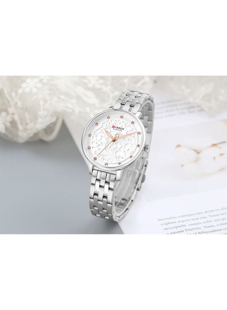 CURREN CURREN New Black Women Watch Business Quartz Watch Ladies Top Brand Luxury Female Wrist Watch Girl ( Silver ) - Image 1