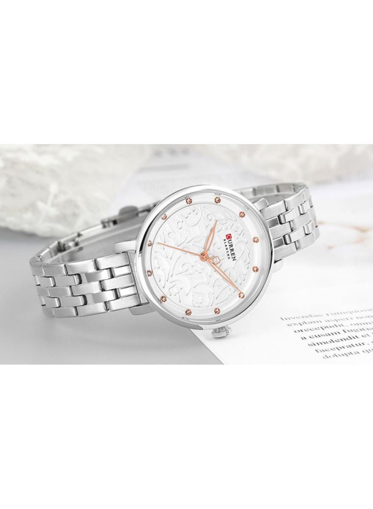 CURREN CURREN New Black Women Watch Business Quartz Watch Ladies Top Brand Luxury Female Wrist Watch Girl ( Silver ) - Image 2