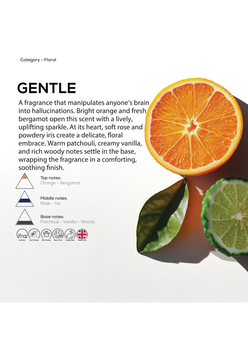 Dr Scent Diffuser Aroma Gentle, Feel the Distinctive Notes of Fiery Oranges and Bergamot, With Notes of Rose and Lavender, Ending with Delightful Notes of Patchouli and Vanilla (170ml)