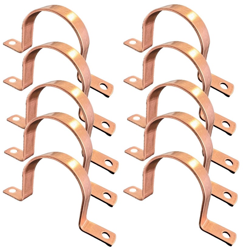 EZFLUID Plumbing 10pcs 34 Genuine Real Copper Pipe Strap Clamp Hanger with Two Holes Made of Real Copper LF Pressure Pipe Fitting for ResidentialCommercial