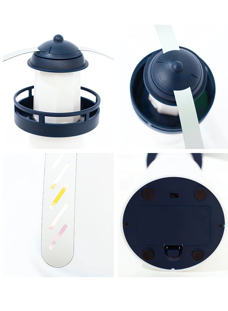 SYOSI Fly Fans for Tables, Lighthouse Fly Repellent for Outdoor Indoor Tables, Portable Fly Deterrent Fan with Holographic Blades, Fly Fan for Kitchen Restaurant Party Picnic (2 Pack) - Image 2