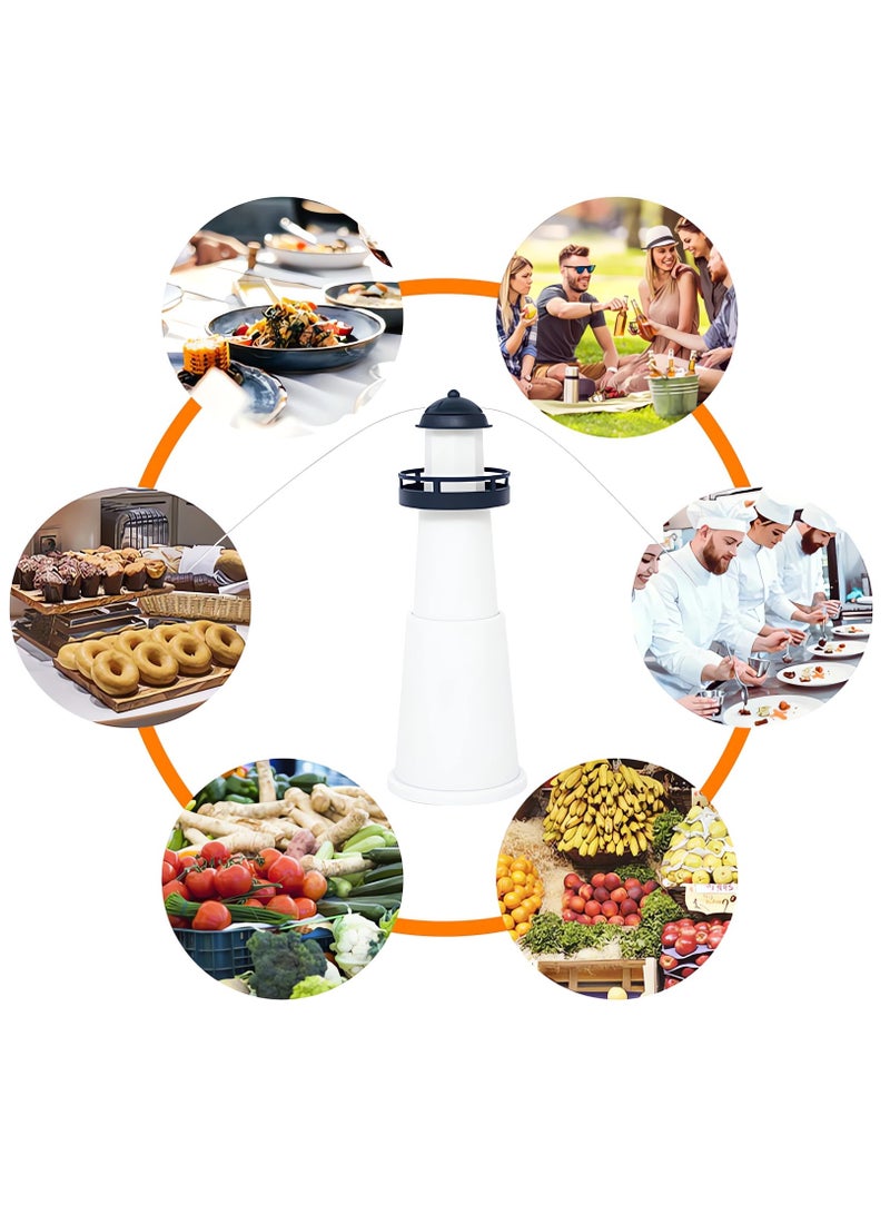 SYOSI Fly Fans for Tables, Lighthouse Fly Repellent for Outdoor Indoor Tables, Portable Fly Deterrent Fan with Holographic Blades, Fly Fan for Kitchen Restaurant Party Picnic (2 Pack) - Image 5