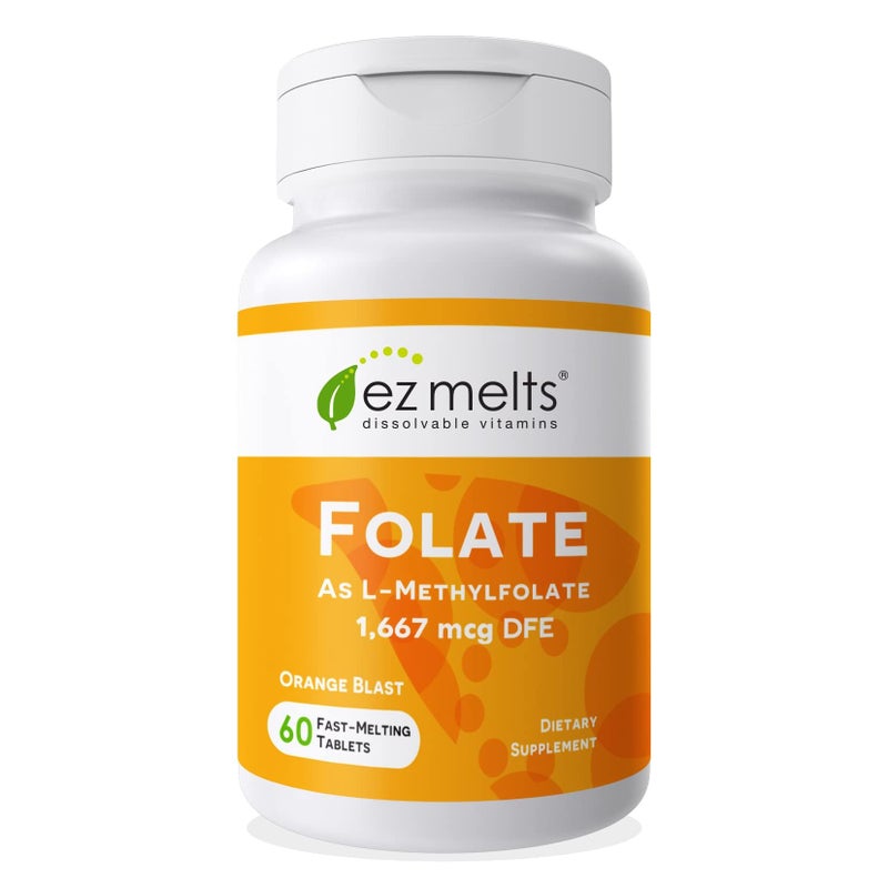 EZ Melts Dissolvable Folate 1667 mcg LMethylfolate SugarFree 2Month Supply