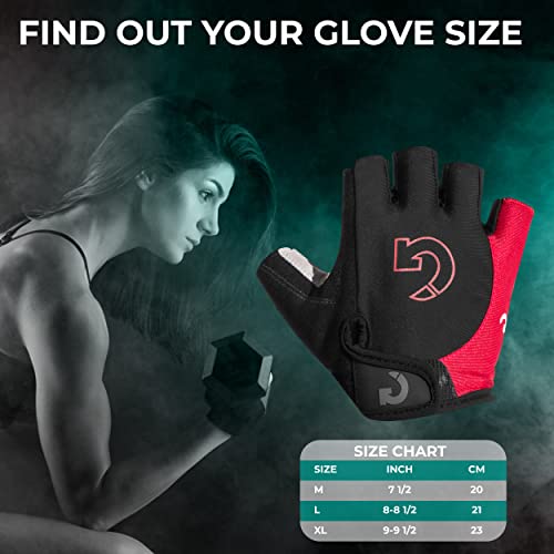 GEARONIC Cycling Gloves Bike Bicycle Motorcycle Glove Mountain Bike Gloves MTB Shockproof Foam Padded Outdoor Workout Sports Half Finger Short Gloves Guantes - Red M - Image 4