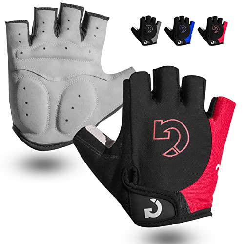 GEARONIC Cycling Gloves Bike Bicycle Motorcycle Glove Mountain Bike Gloves MTB Shockproof Foam Padded Outdoor Workout Sports Half Finger Short Gloves Guantes - Red M - Image 2