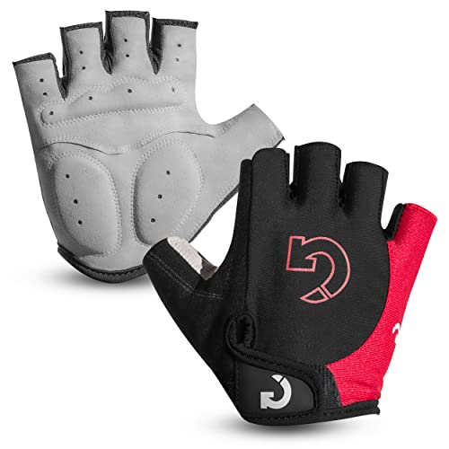 GEARONIC Cycling Gloves Bike Bicycle Motorcycle Glove Mountain Bike Gloves MTB Shockproof Foam Padded Outdoor Workout Sports Half Finger Short Gloves Guantes - Red M - Image 1