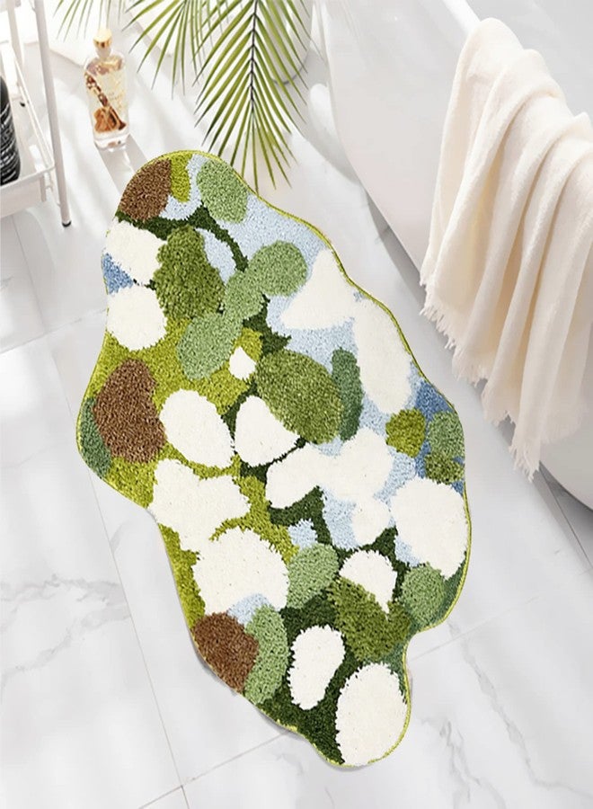 LEVINIS Moss Bath Mats Cute Decorative Moss Rug for Bathroom Soft Shag Bedroom Bedside Area Rugs Non Slip Washable Bath Mat for Kids 35''×24'' - Image 1