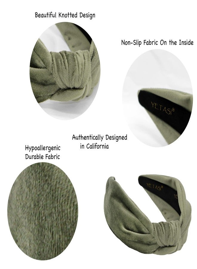 YETASI Sage Green Velvet Headbands for Women, Trendy Womens Headbands are Knotted Headband for Women's Hair, Cute Top Knot Fashion Designer Girls Head band - Image 4