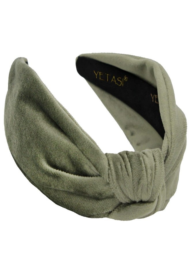 YETASI Sage Green Velvet Headbands for Women, Trendy Womens Headbands are Knotted Headband for Women's Hair, Cute Top Knot Fashion Designer Girls Head band - Image 1