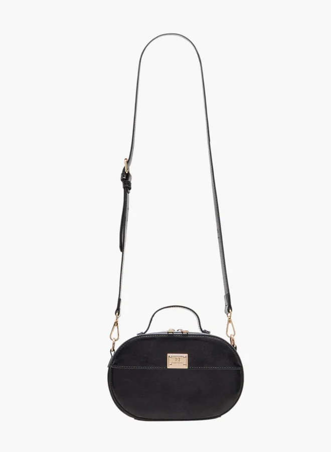 Flora Bella By Shoexpress Women's Solid Crossbody Bag with Zip Closure and Detachable Strap