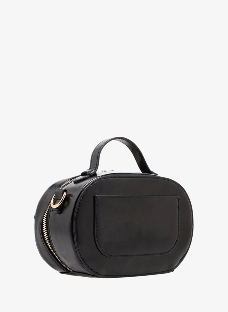 Flora Bella By Shoexpress Women's Solid Crossbody Bag with Zip Closure and Detachable Strap