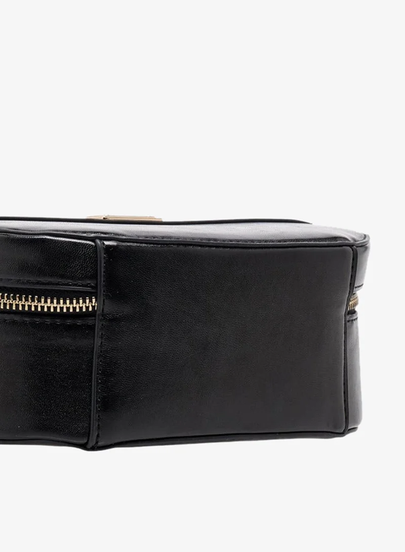 Flora Bella By Shoexpress Women's Solid Crossbody Bag with Zip Closure and Detachable Strap