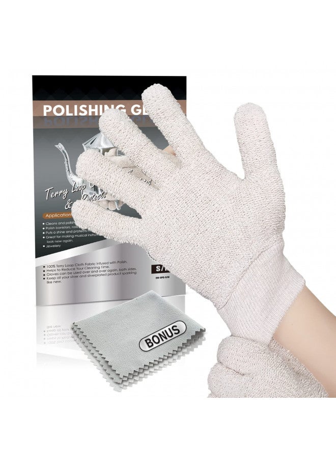Evridwear Evridwear Sterling Silver Polishing Cleaning Gloves with Polishing Cloth, Polishing Kit Tarnish Remover for Brass Instrument, Jewelry, Gold, Diamond, Ring, Earring, Stainless, Watch (S/M)  - Image 1