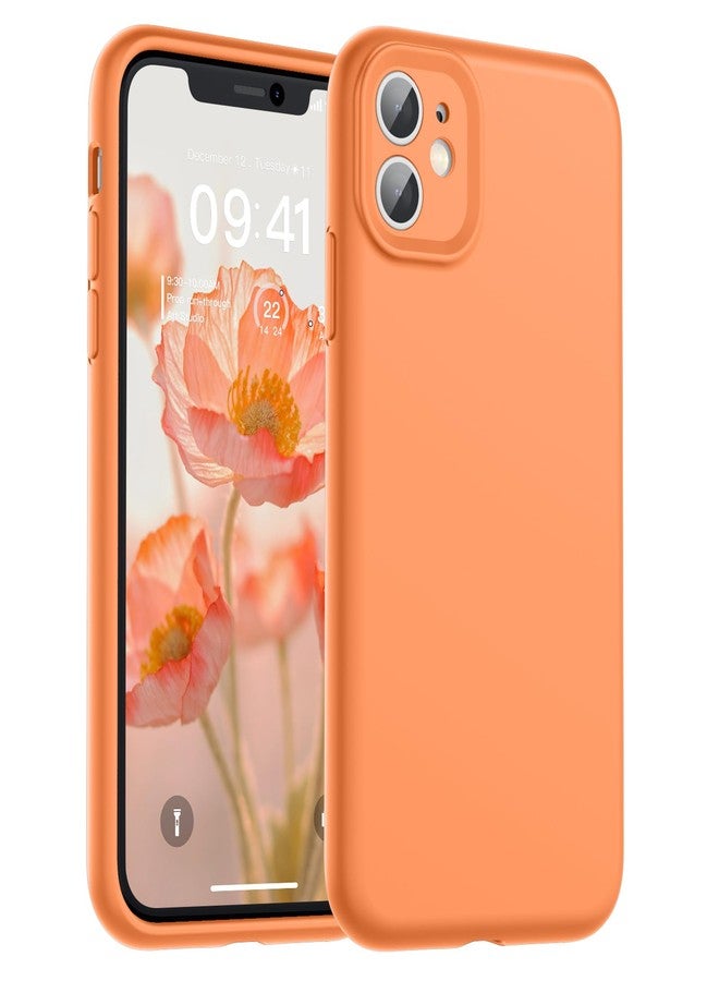 استلق جراب SUPFINE مصمم خصيصًا لهاتف iPhone 11، مصنوع من السيليكون السائل الفاخر مع بطانة ناعمة من الألياف الدقيقة المقاومة للخدش، يوفر حماية محسّنة للكاميرا، جراب نحيف مقاوم للصدمات مناسب للرجال والنساء والفتيات، لون برتقالي - Image 1
