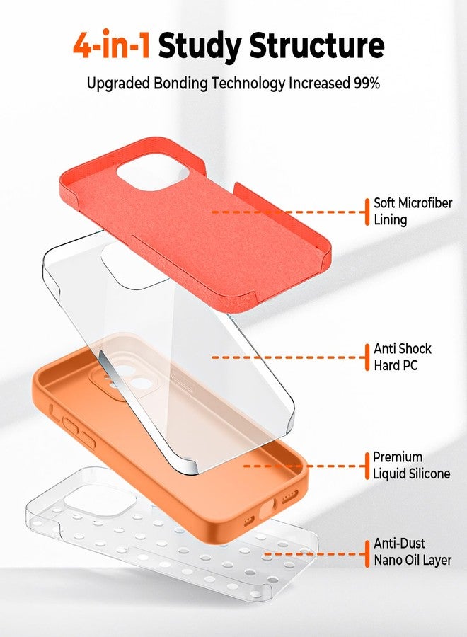 استلق جراب SUPFINE مصمم خصيصًا لهاتف iPhone 11، مصنوع من السيليكون السائل الفاخر مع بطانة ناعمة من الألياف الدقيقة المقاومة للخدش، يوفر حماية محسّنة للكاميرا، جراب نحيف مقاوم للصدمات مناسب للرجال والنساء والفتيات، لون برتقالي - Image 3