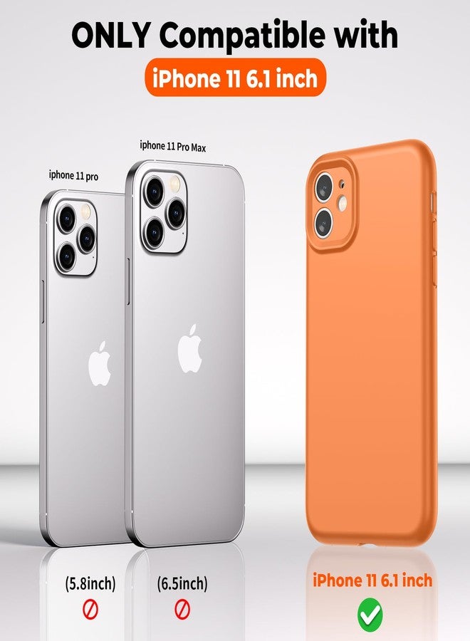 استلق جراب SUPFINE مصمم خصيصًا لهاتف iPhone 11، مصنوع من السيليكون السائل الفاخر مع بطانة ناعمة من الألياف الدقيقة المقاومة للخدش، يوفر حماية محسّنة للكاميرا، جراب نحيف مقاوم للصدمات مناسب للرجال والنساء والفتيات، لون برتقالي - Image 2