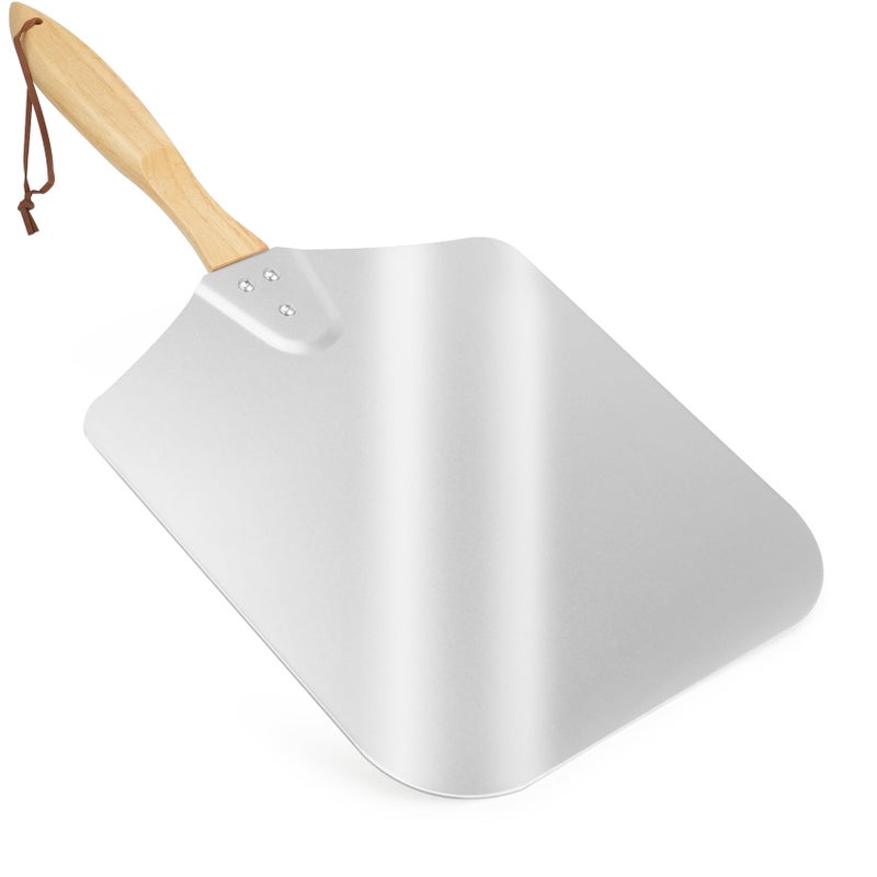 Skyflame Kitchen Supply Aluminum Pizza Peel with Wooden Handle 14-Inch x 16-Inch, Large Pizza Paddle for Baking Homemade Pizza Bread - Image 1