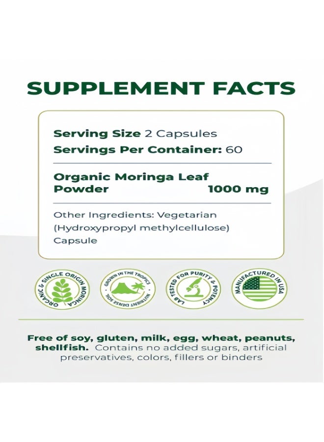 مورينجا كبسولات ورق المورينجا 100% نقية (120 قطعة، 500 مجم) - دعم الصحة اليومية - Image 4