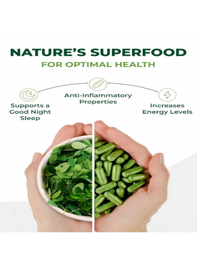 مورينجا كبسولات ورق المورينجا 100% نقية (120 قطعة، 500 مجم) - دعم الصحة اليومية - Image 3