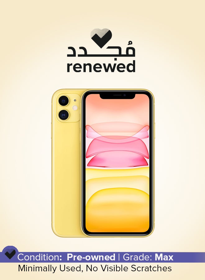 ابل  مجدد - آيفون 11 مع تطبيق فيس تايم وذاكرة داخلية سعة 64 جيجابايت ويدعم تقنية 4G LTE - بالمواصفات الدولية، لون أصفر - Image 1