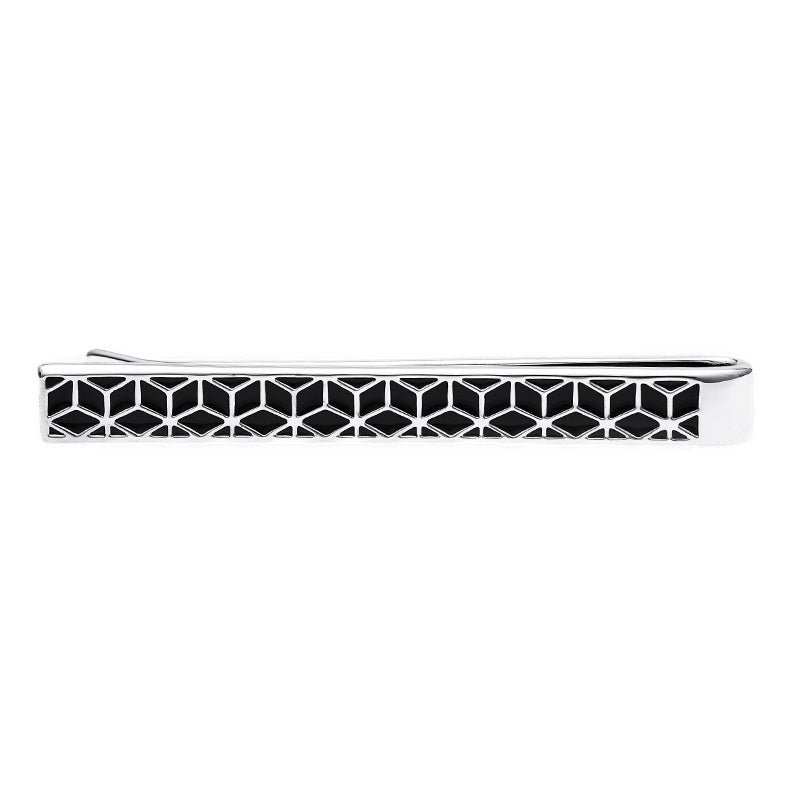 JD Jing Zao NORTHROP MARTIN High-End Minimalist Tie Clip for Men, Business Black Geometric Pattern Shirt Clip, Groom Wedding Gift Box Set - Image 3