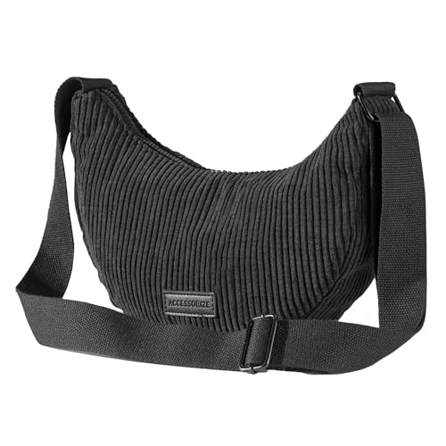 Accessorize London Women's Black Cord Sling Bag | crossbody sling bag for women stylish|Ladies Adjustable Strap sling bag| Spacious shoulder bag for woman - Image 1