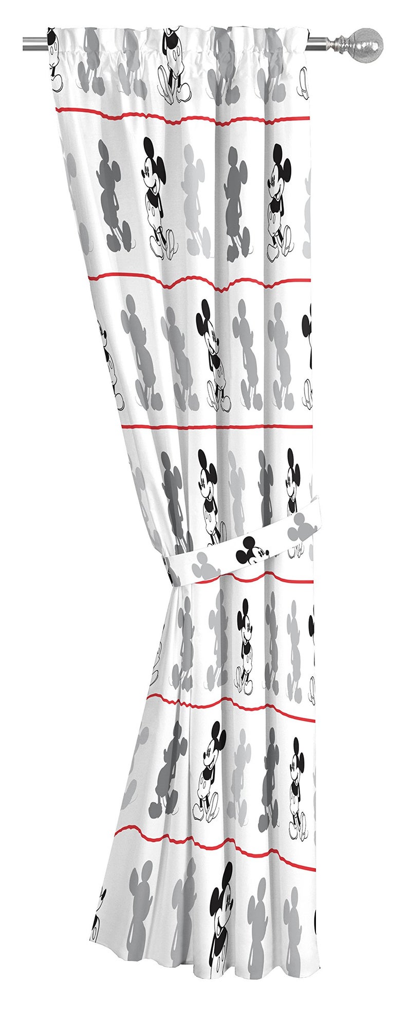 Disney Mickey Mouse Jersey White 4 Piece 63" Curtain/Drapes Set (2 Panels, 2 Tiebacks) - Image 2