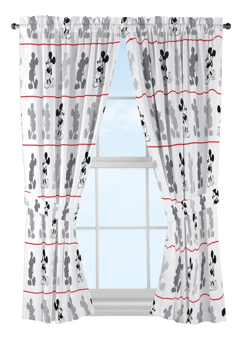 Disney Mickey Mouse Jersey White 4 Piece 63" Curtain/Drapes Set (2 Panels, 2 Tiebacks) - Image 5