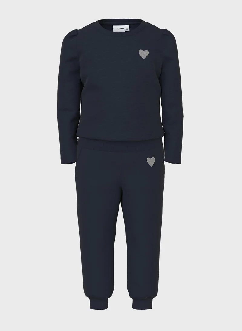 NAME IT Kids Heart Logo Top & Sweatpants Set