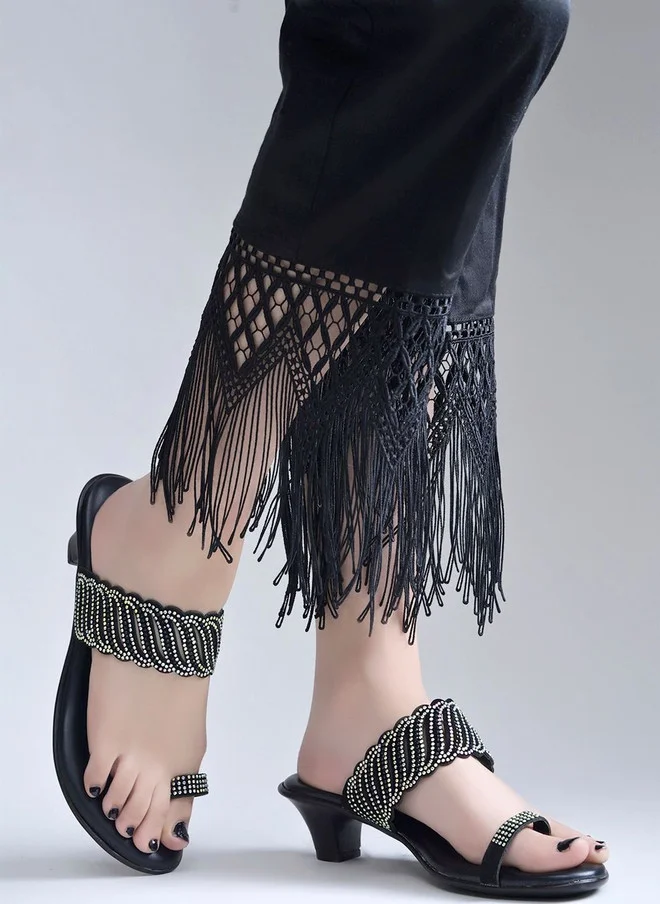 شوتوبيا Shoetopia Embellished Party Kitten Sandals