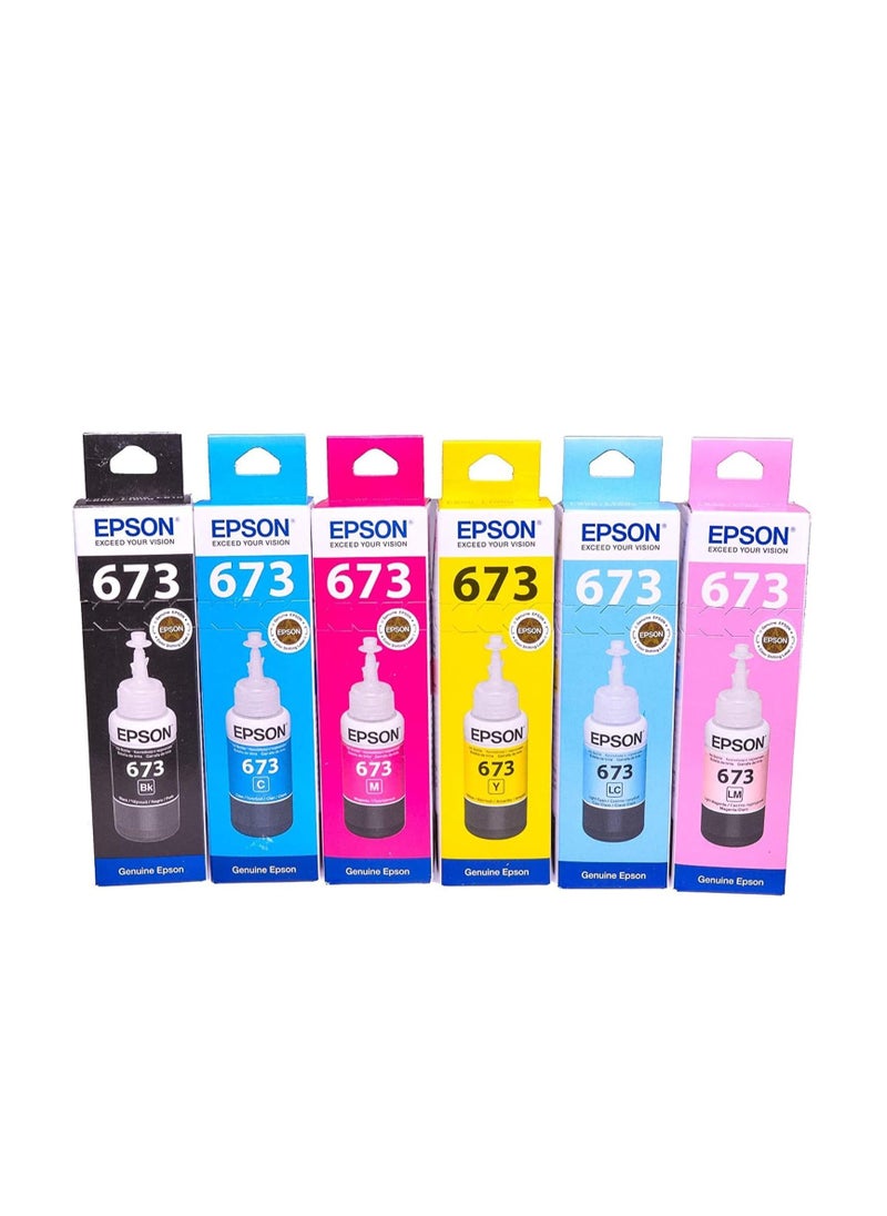 Generic 6-Piece 673 Refilling Ink Bottle For Printer 70ml Multicolour  - Image 1