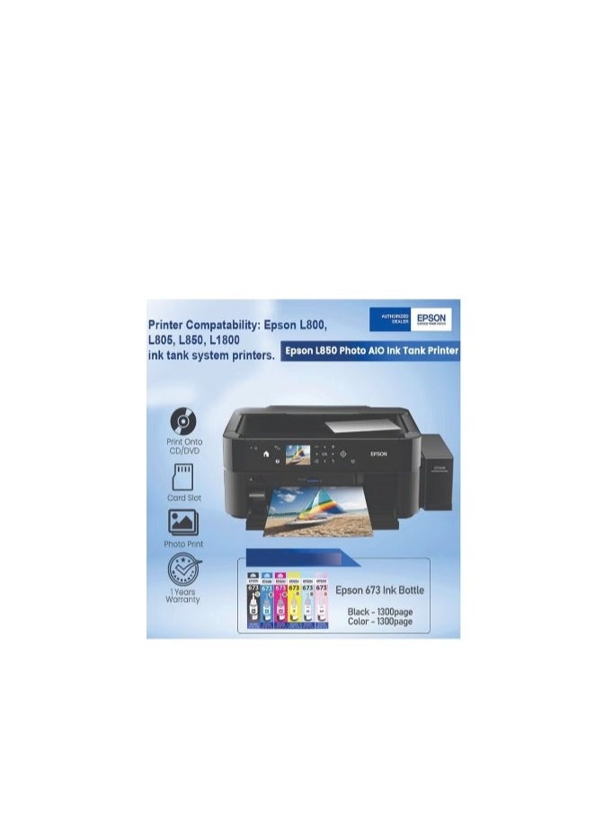 Generic 6-Piece 673 Refilling Ink Bottle For Printer 70ml Multicolour  - Image 3