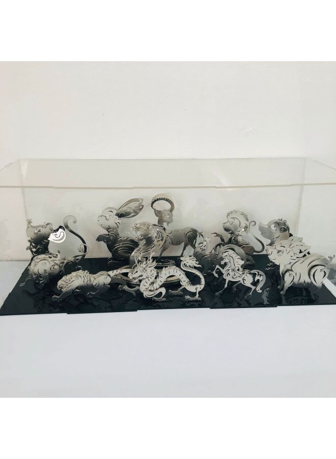 Steel Magic 3D Metal Puzzle Blue Dragon Scorpion King Zodiac Zhuque Dream DIY Toy Exclusive-Color:Zodiac DIY + Dust Cover - Image 1