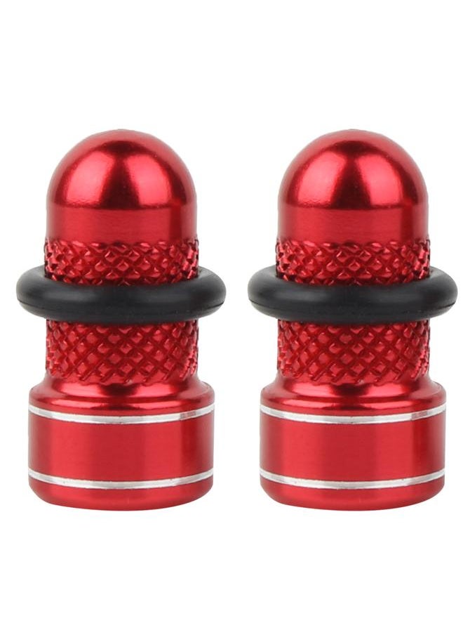 Thoraya 1Pair Aluminum Alloy Anodized Bike Tire Rim Wheel Air Valve Anti dust Cover Caps (Red)  - Image 1