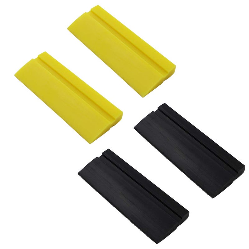 BokWin 4Pcs Soft Rubber Squeegee Blade for Car Vinyl Wrapping, Window Tint Film Installation, Car Decal Tool, Home Glass/Mirror/Window Cleaning as Water Blade Black and Yellow - Image 1